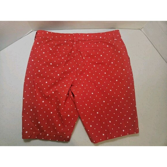 Gloria Vanderbilt Womens Shorts 16 Red with White Stars High Rise Bermuda - Picture 4 of 4